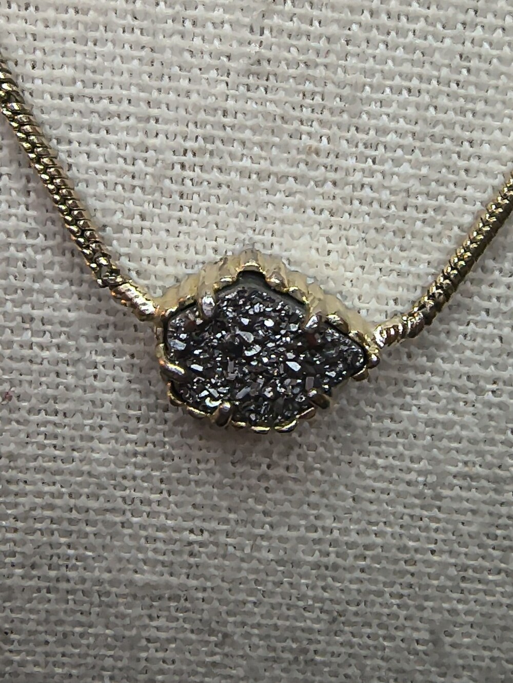 Kendra Scott Tess Multi Drusy Pendant Rhodium Plated Necklace